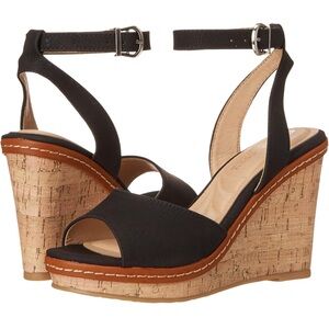 CL by Chinese Laundry Booming Platform Wedge Sandal In Black W/ Cork Sole 🖤